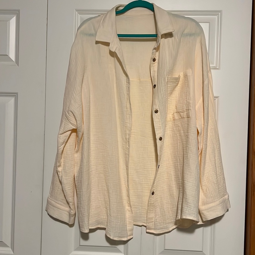 Cream Colored Oversized Button Down XL